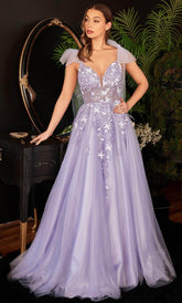 Bow Shoulder A-Line Evening Gown